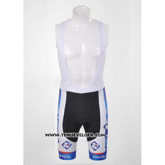 2012 Maillot Ciclismo FDJ Blanc et Azur Manches Courtes et Cuissard